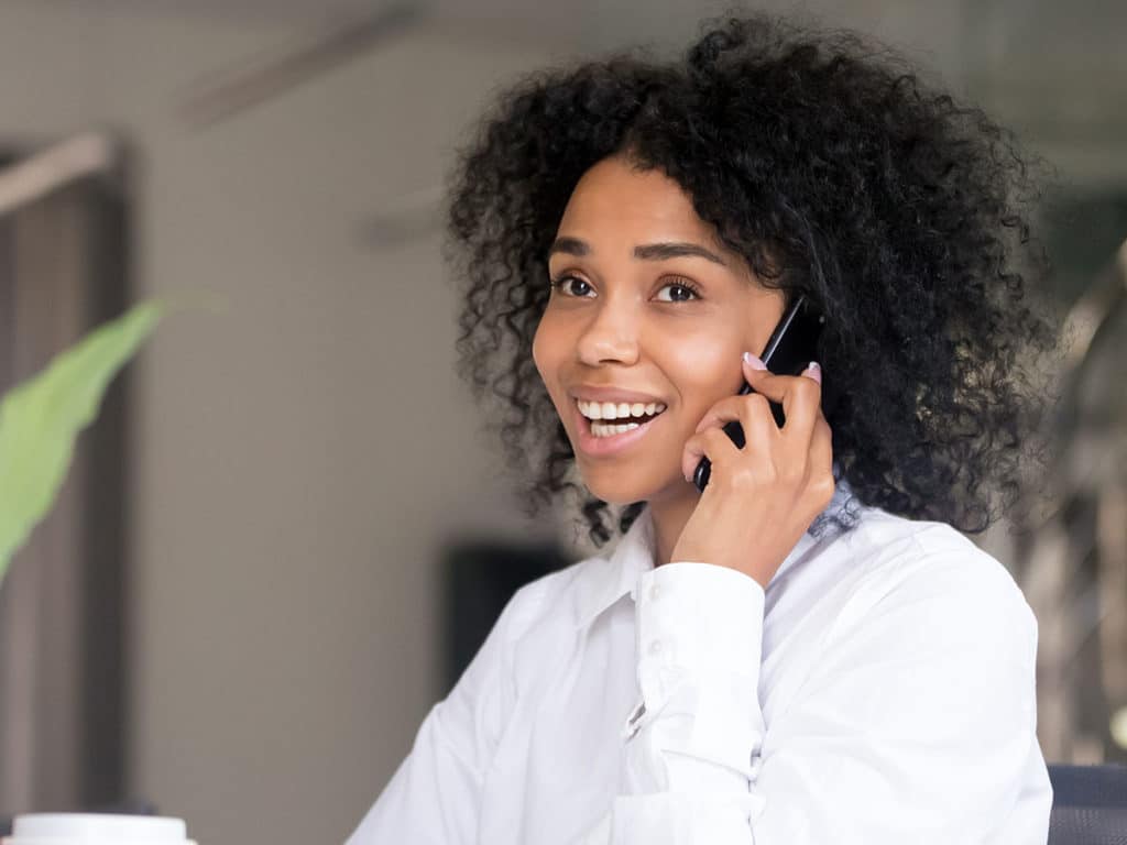 Woman on the phone.